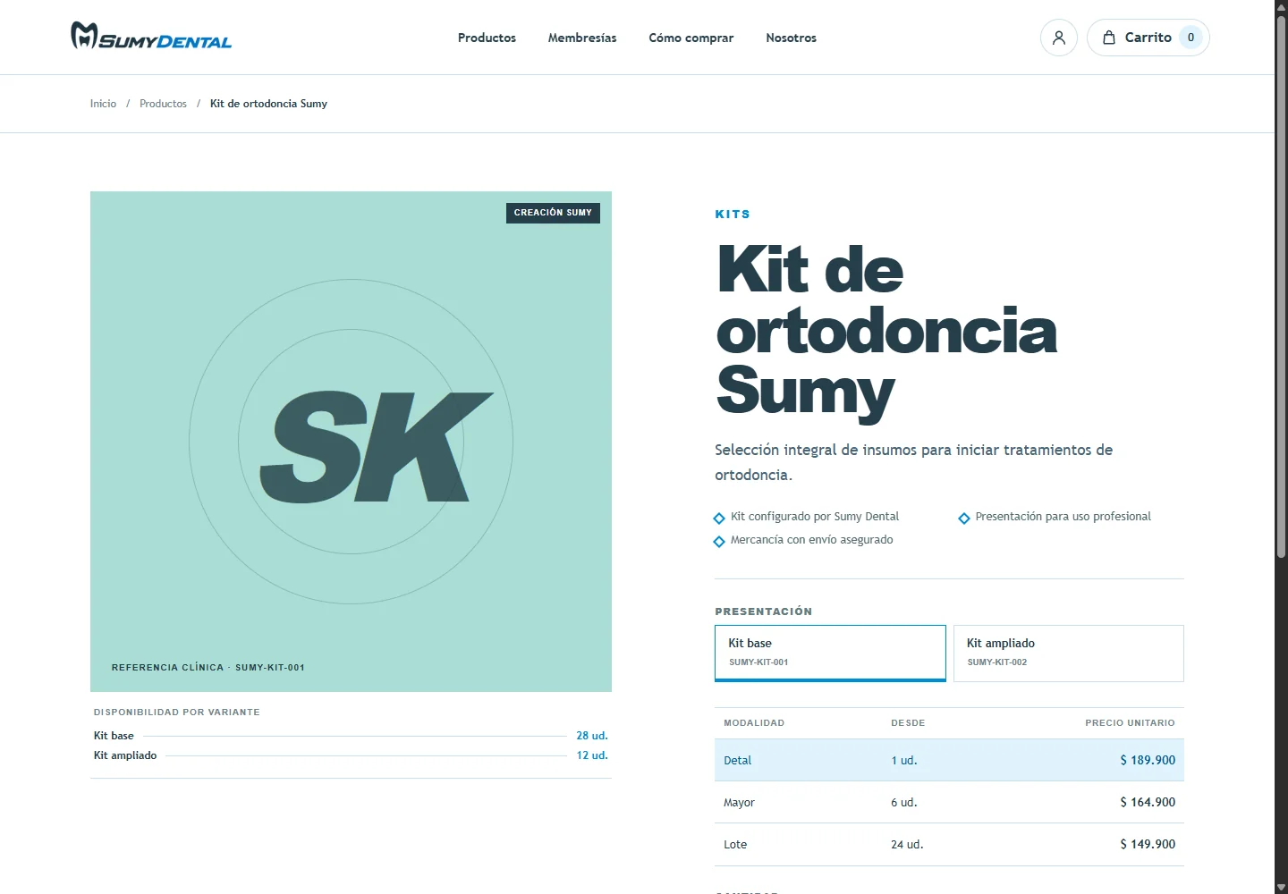 Detalle del kit de ortodoncia Sumy y precios por modalidad