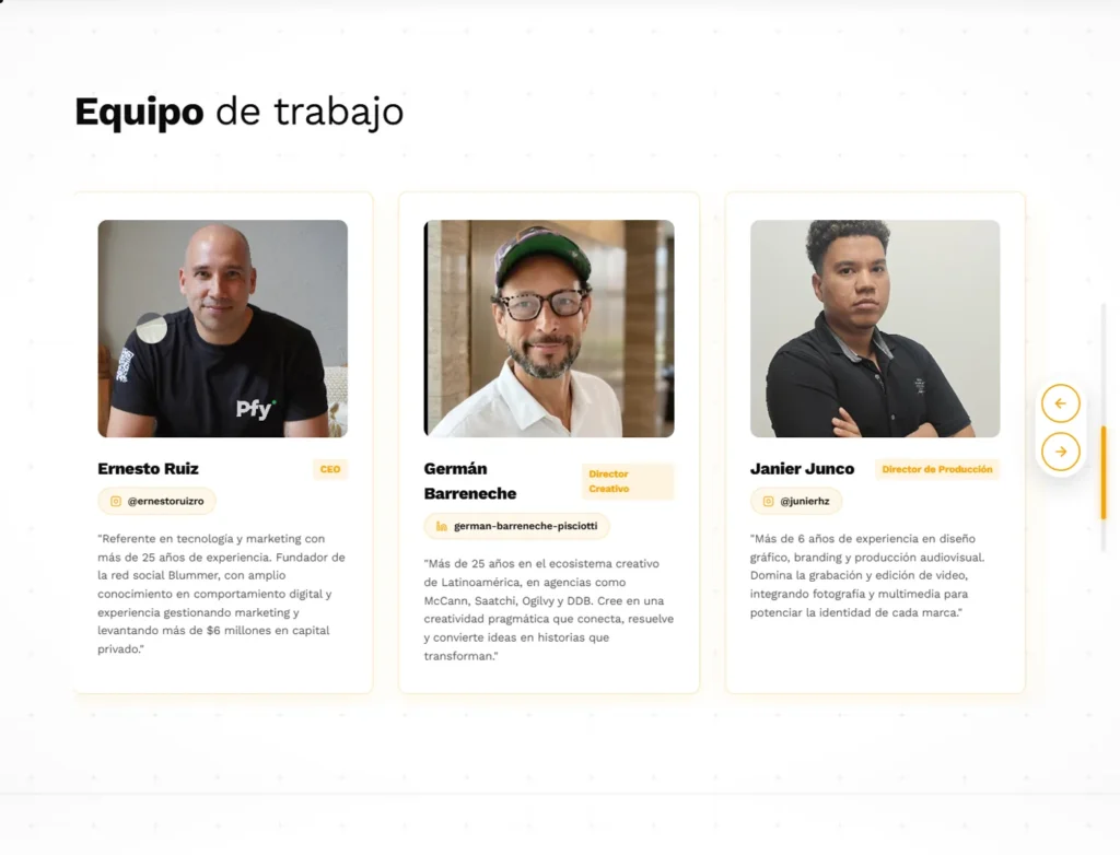 Sección del equipo de Odesy con perfiles y controles del carrusel