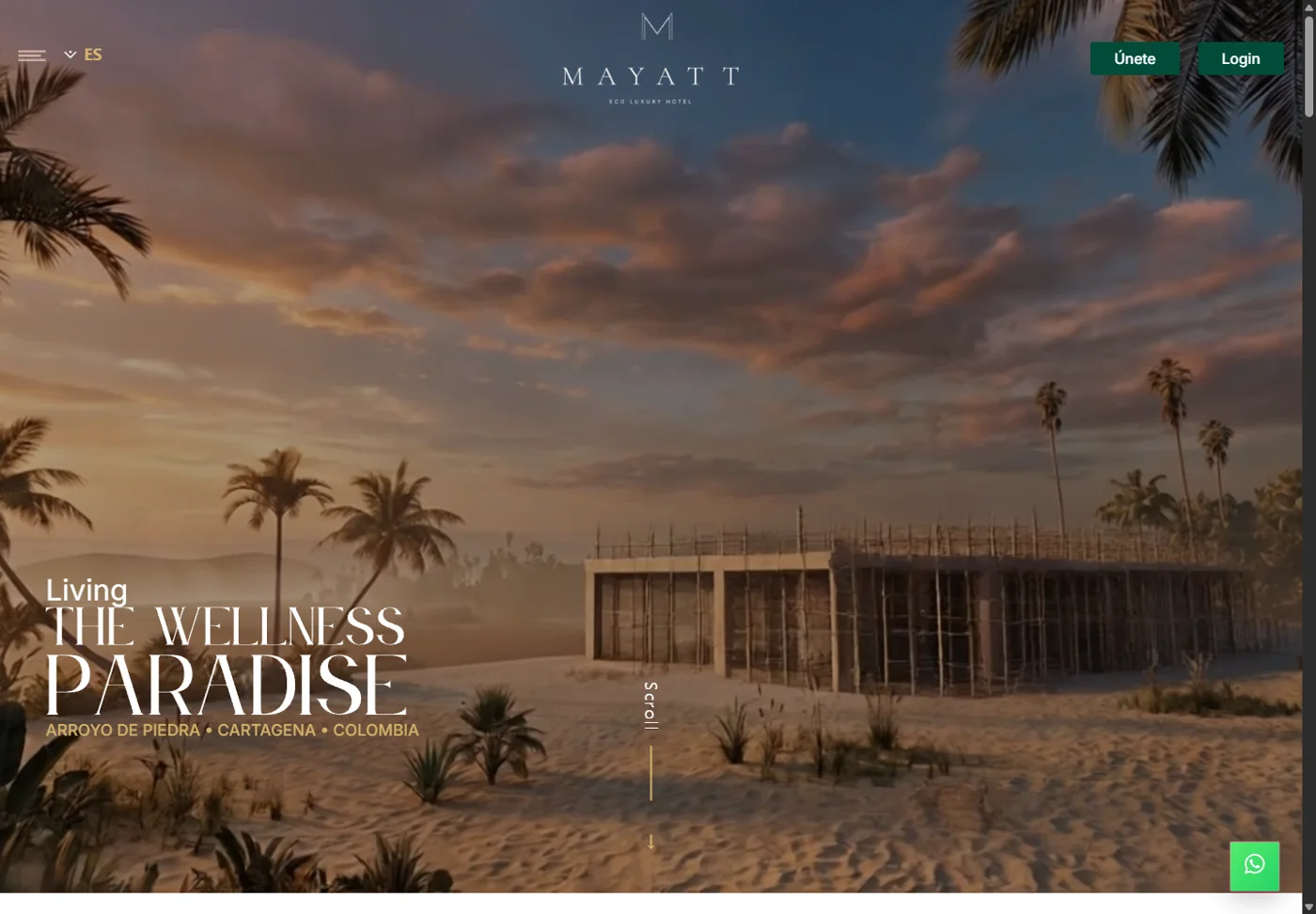 Portada de Mayatt con imagen del proyecto y navegación